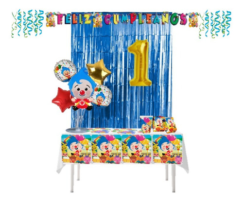 Kit Decoración Fiesta Infantil Payaso Plimplim 12 Personas 