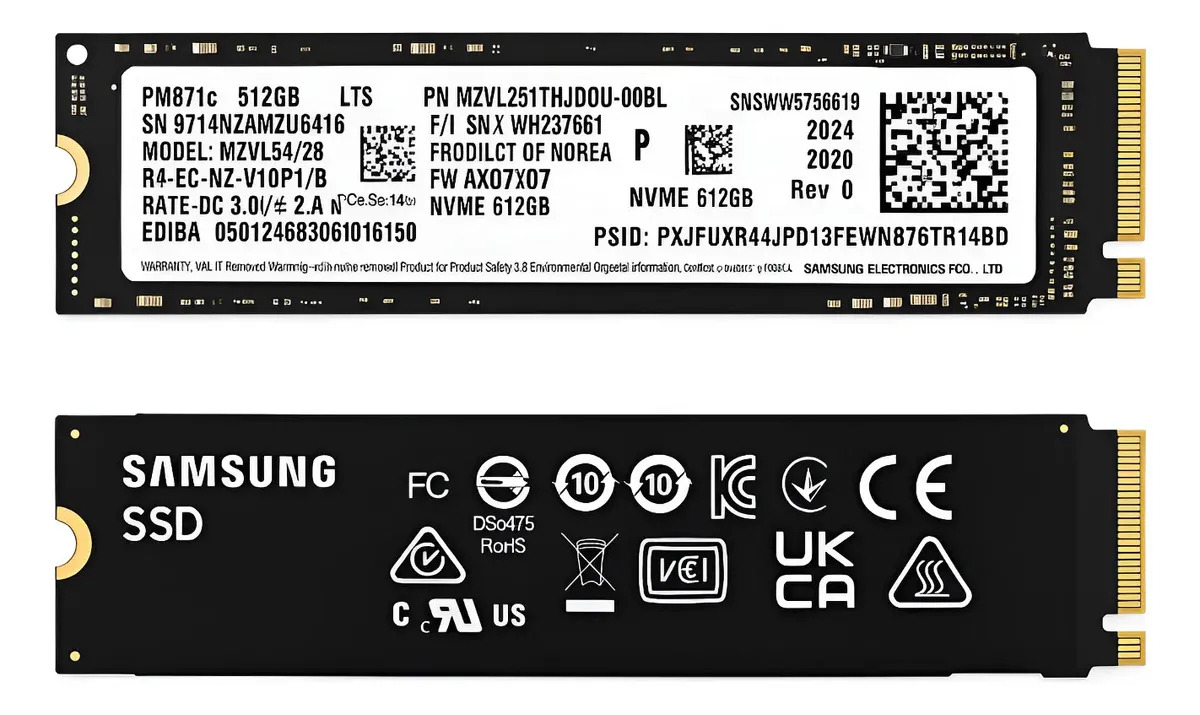 Disco Solido Ssd 512gb Nvme M.2 Gen4 X4 Samsung Pciex 2280 Negro