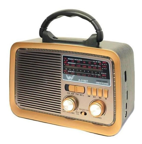 Caixa Som Antiga Radio Portátil Retro Bluetooth Fm Am Sd Usb