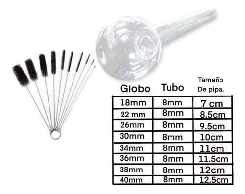 Cepillo Limpiador De Pipas Cristal 34mm 100 Pz Pyrex Globo