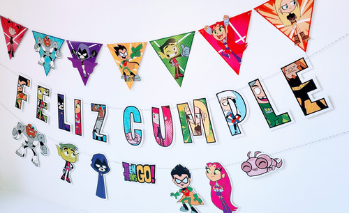 Jovenes Titanes Set Guirnaldas Cumpleanos X 3 Unidades Varios Jovenes Titanes/ Teen Titans Go