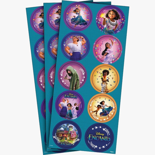 Imagem 1 de 2 de 30 Adesivos Encanto Disney - 3 Cartelas Com 10 Adesivos Cada