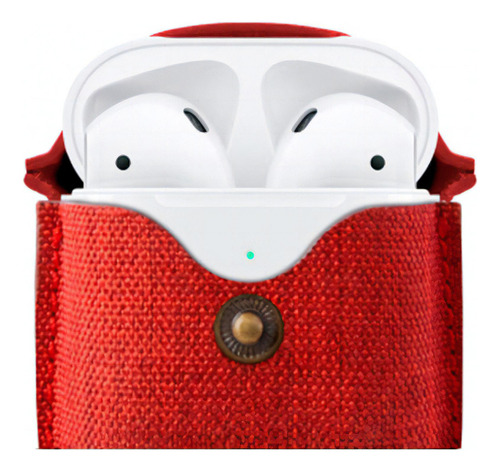 Funda Protectora Cuero Twelve South Snap Para Apple AirPods Color Rojo