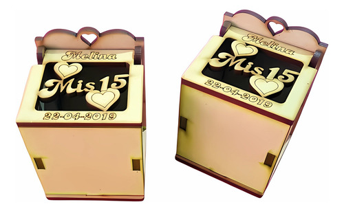 80 Cajitas Fibrofacil Souvenirs Calada 15 Años Personalizada