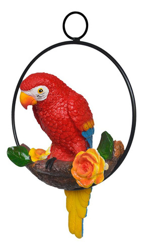 Percha De Estatua De Loro Artificial De Resina Colgante Una