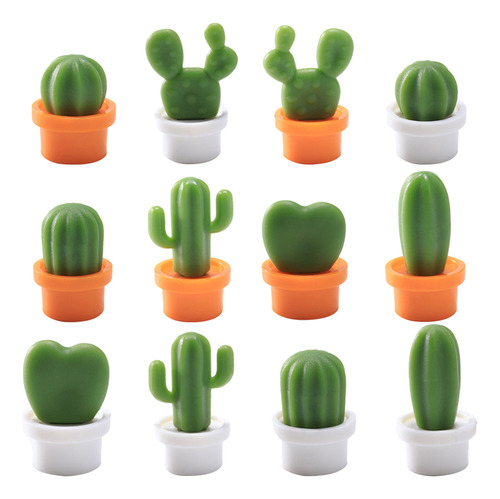 12 Peças De Adesivos De Geladeira Cactus, Quadro Branco, Ímã