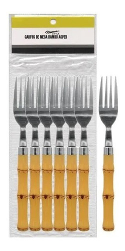 Imagem 4 de 4 de Conjunto 6 Garfos De Mesa Bambu Plástico Asper Mimo Style