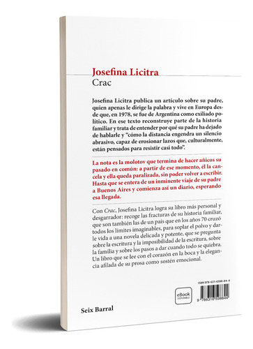 Crac De Josefina Licitra - Seix Barral