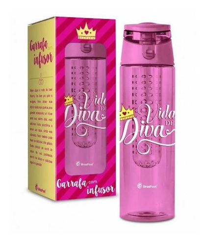 Garrafa Com Infusor De Sabor Rosa Vida De Diva - Brasfoot