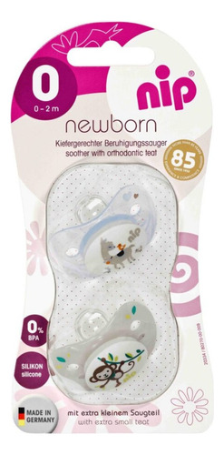 Nip Chupete Newborn Pack X 2. Tamaño 0 - 2 Meses. Varón