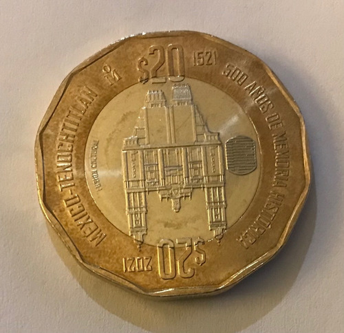 Moneda 20 Pesos 500 Años Mexico-tenochtitlan