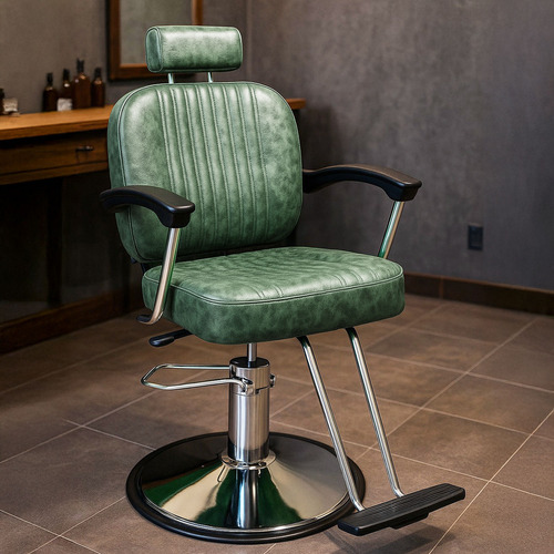 Sillon Silla Barberia Estetica Clasica 360° Moderna Verde