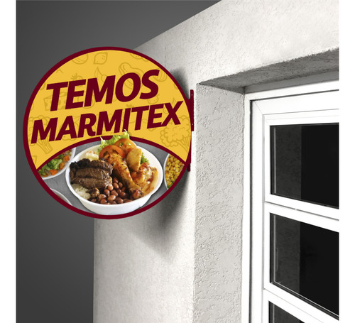 Placa Propaganda Marmitex Dupla Face Redondo