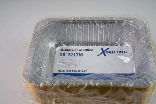 Molde De Aluminio Rectangular Dorado 20x14.5x6cm 50pz Dorado