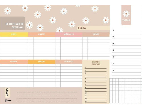 Block Planificador Semanal A4 - Planner Ilustra Margaritas