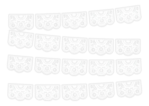 Papel Picado - 30 Enramadas Plastico Destello Floral Blanco