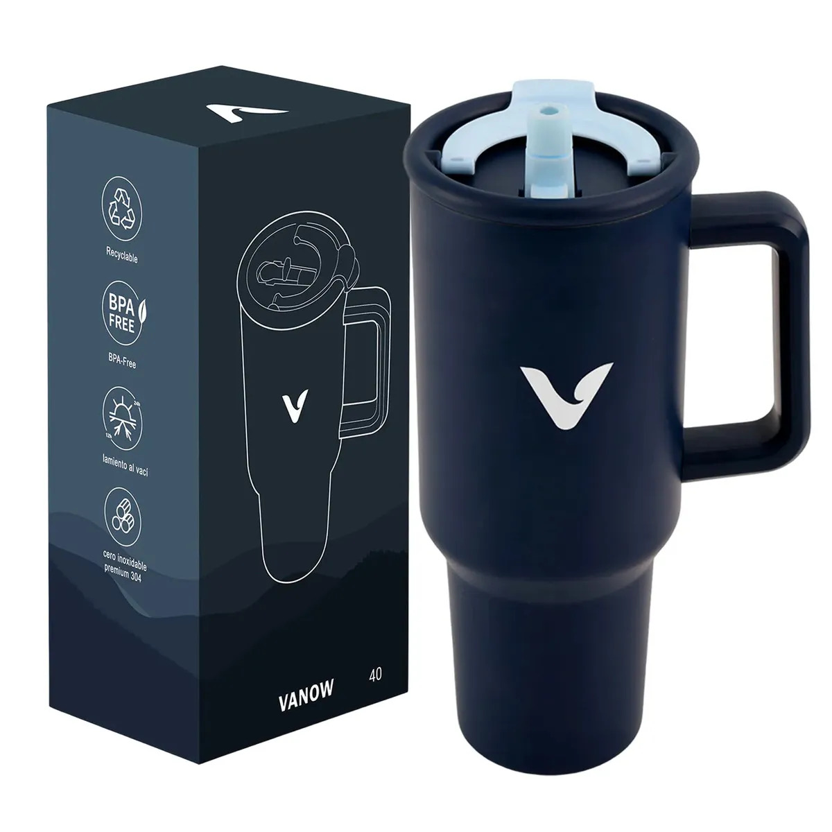 Termos Botella para Agua de 40oz Acero Inoxidable con FrĂo/Calor vanow Azul