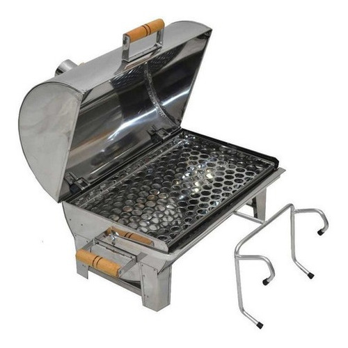 Imagem 2 de 6 de Churrasqueira Para Barco Bafinho Inox 30x20 + Mesa De Corte