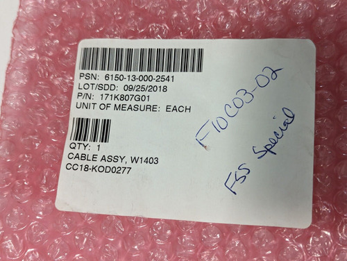 6150-13-000-2541 171k807g01 W1403 Cable Assembly - Free Ccf