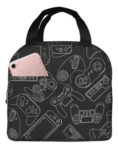 Duduho Video Game Pattern Bolsa De Almuerzo Compacta Kqdgv