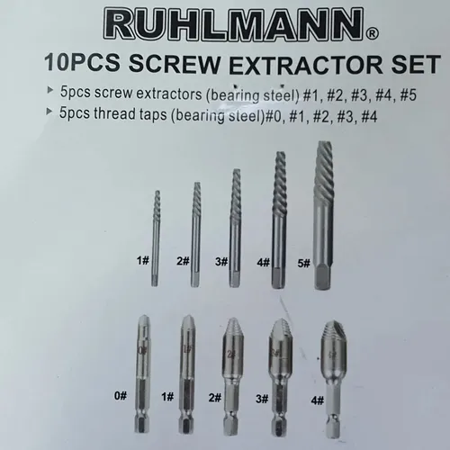 Set Juego 5 Extractor Tornillos Y 5 Macho Roscar Ruhlmann