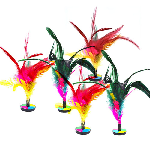 5 Peças Kick Shuttlecock Chinese Jianzi Colorful Feather Foo