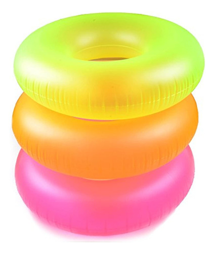 Paquete De 3 Flotadores Y Anillos Inflables Intex Neon Frost