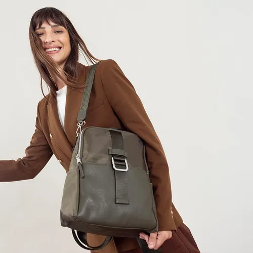 Mochila Impermeable Combinada En Simil Cuero Lincolns Verde Militar