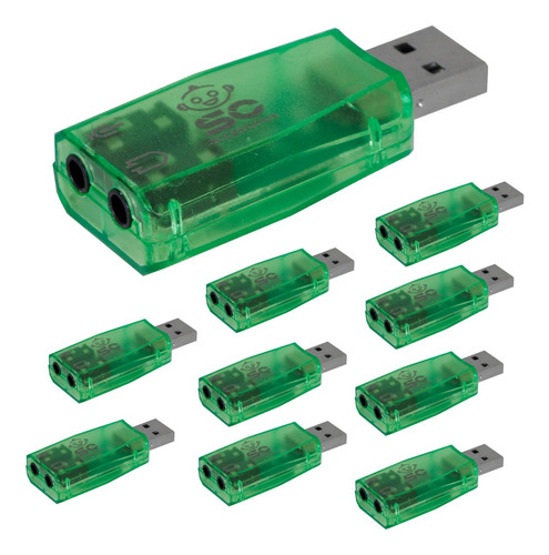 10 Piezas Tarjeta De Sonido Usb Canal De Audio 5.1 Adaptador Color Verde