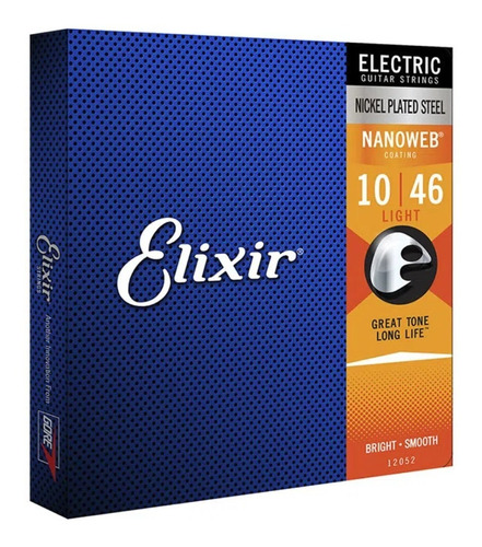 Encordoamento Guitarra Elixir 010 12052 Nanoweb Anti Rust 