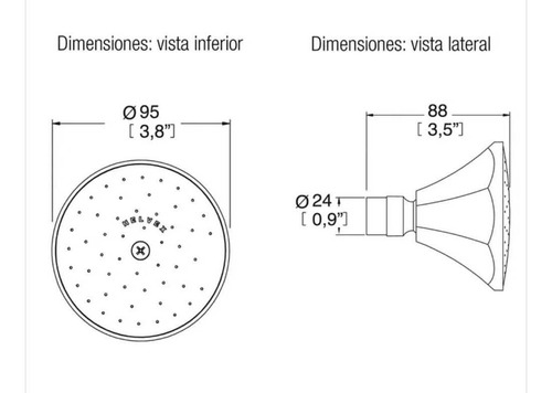 H-100 Helvex Regadera Chorro Fijo Acabado Cromo
