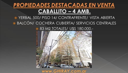 Imagen 2 de 16 de 4 Amb. Caballito, Yerbal 500. Torre Piso 14 Vista Ciudad