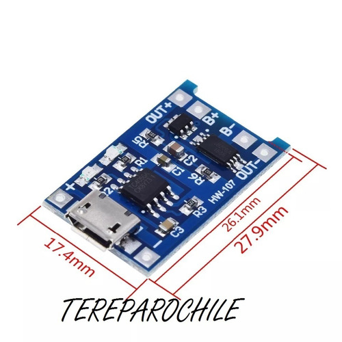 Modulo Tp4056 Micro Usb Cargador Batería Litio 18650 Tp4056a