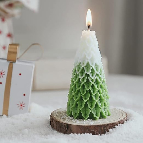 Molde Silicona Vela Arbol De Navidad Pino Navideño Color Blanco