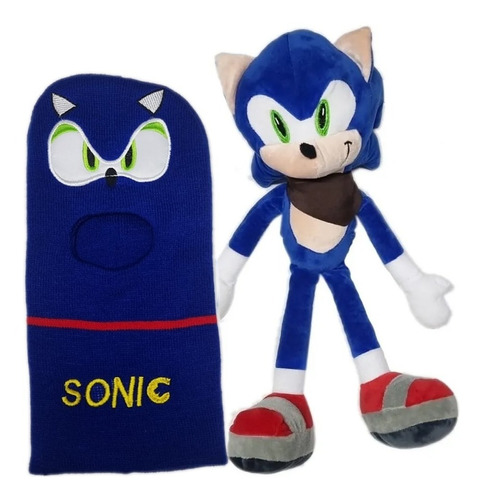 Set X2 Sonic Mulñeco 42cm + Gorro Pasamontañas Promo