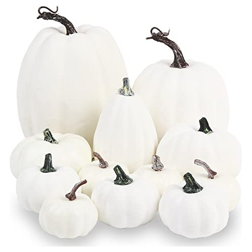 12 Calabazas Decorativas Blancas De Halloween, Tamaños...