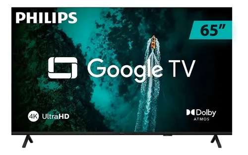 Smart TV Philips 65 polegadas 4K com Google TV e logo Dolby Atmos