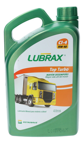 Aceite 15w40 Ci Lubrax Top Turbo 4lt Mineral Diesel/ Bencina