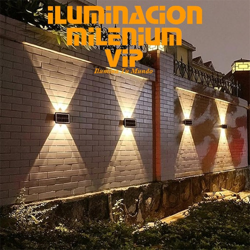Aplique Lampara Led 6w Solar Luz Calida Bidirec Exterior P45