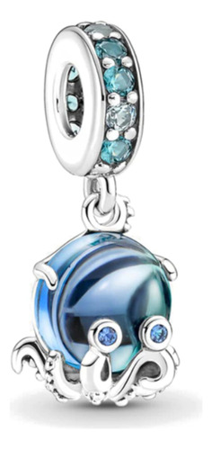 Charm Pulpo Mar Azul Plata Ley S925