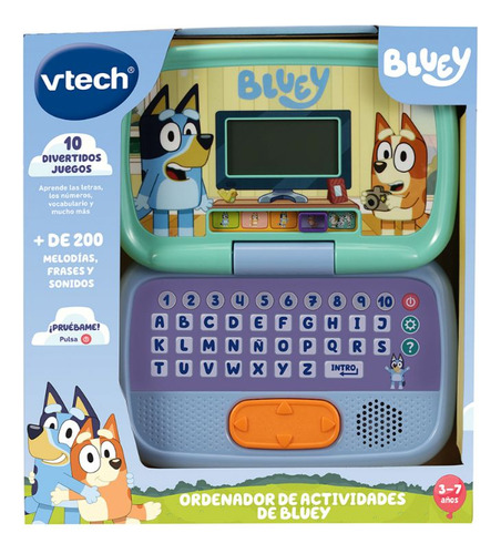 Laptop Vtech Pc Computadora Juguete Educativo Bluey Multijue Color Azul