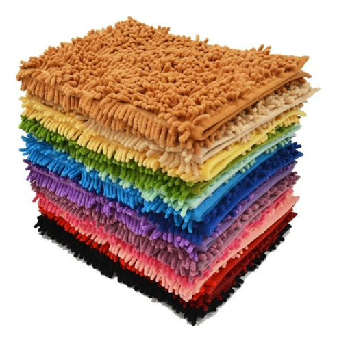 Alfombra De Baño Antideslizate Suave Shaggy 40x60 Color Azul Francia