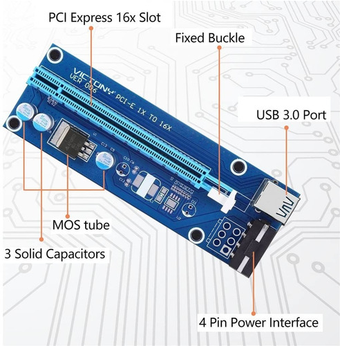 Riser Card Pci-e Pci Express 1x A 16x Usb 3.0 Para Minar (Usado)