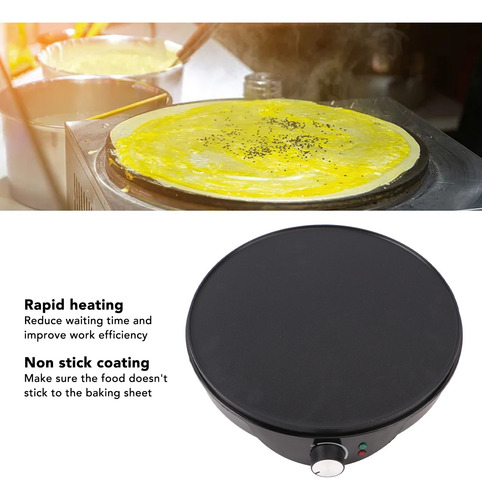 Crepera Eléctrica Antiadherente Durable Negro Avanzado