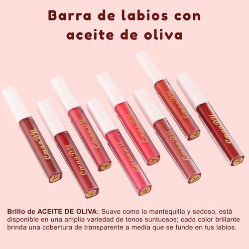 Set Labial Gloss Alta Pigmentación Colores Larga Duración