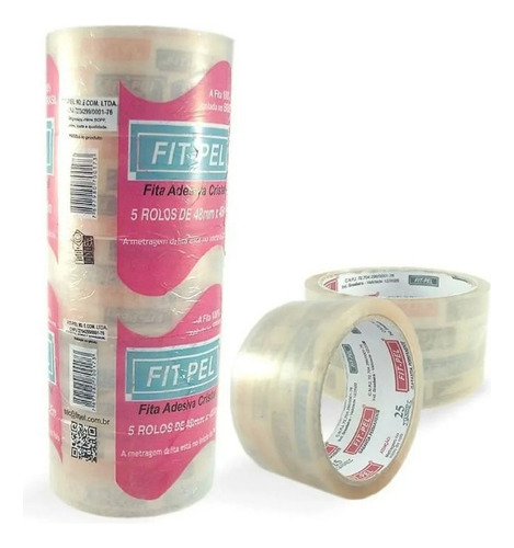  Fit-Pel fita transparente durex largo 48x45metros kit cor cristal