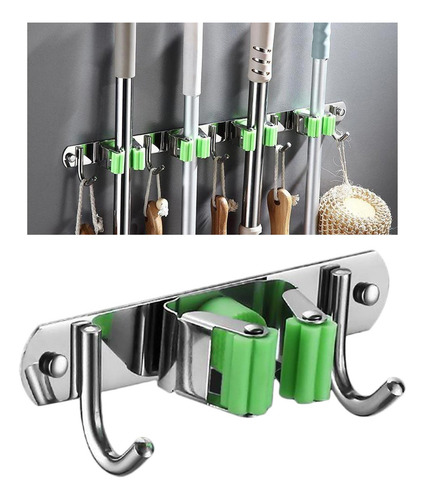 3 Escoba Mop Soporte De Pared Colgador De Acero