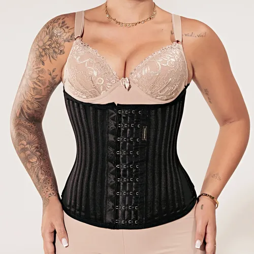 Cinta Modeladora Feminina Afina Cintura 33 Barbatanas Cor Preto Tamanho Pp