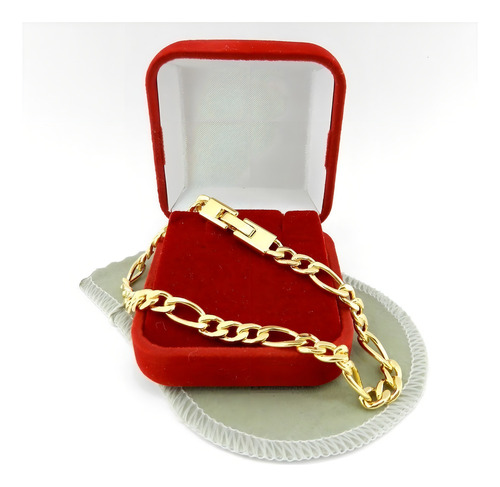 Pulseira Masculina 25cm 6mm Largura Folheada Ouro Pl235 Comprimento 25 Cm Cor Dourado