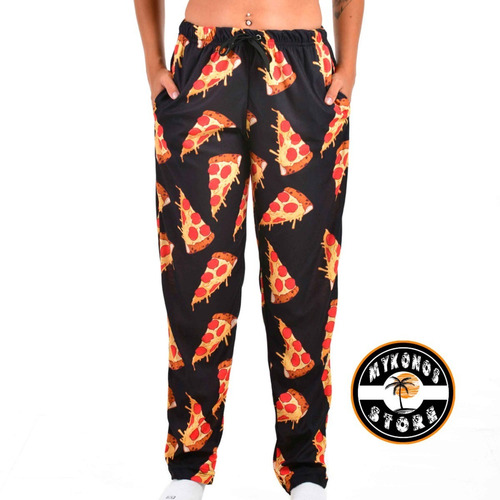 Imagen 2 de 4 de Pijama Largo Pizza Remera Negra - Store Mykonos
